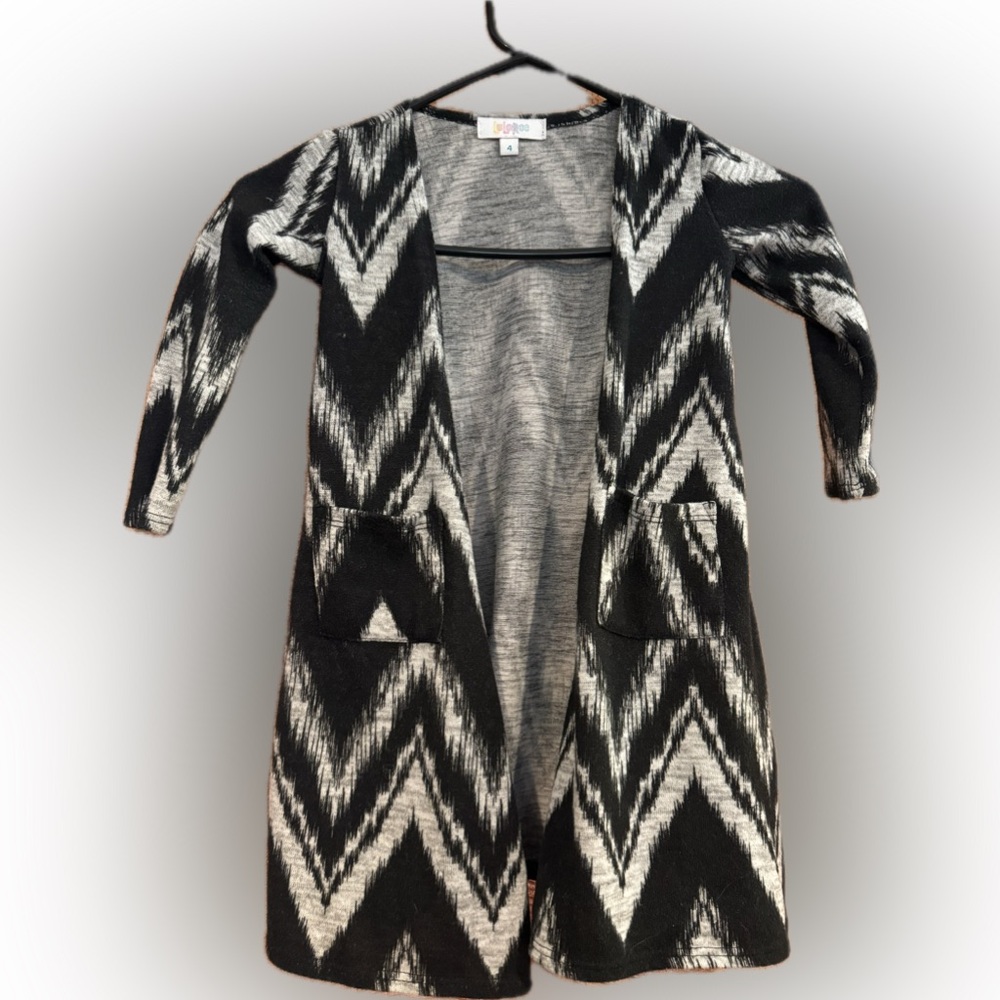LuLaRoe Black and Cream Chevron Cardigan